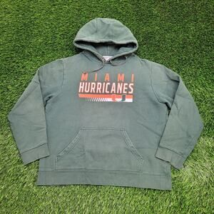 Miami-Hurricanes Hoodie Womens Large 22x24 Faded Green